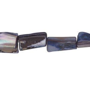 Mother-of-pearl shell 1pkg1, stick bead 15 inch denim blue 12x6mm-15x12mm