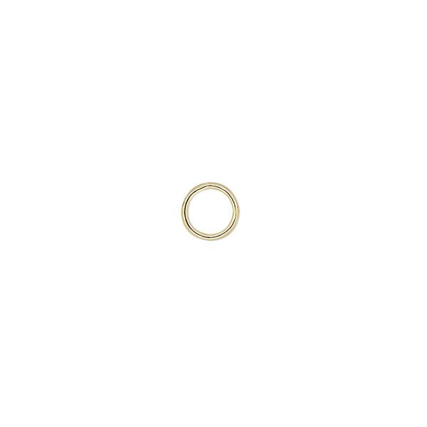 Jump ring 1pkg100 gold-plated, 6mm soldered closed round, 20 gauge / 4.5mm inside diameter / brass image number 0