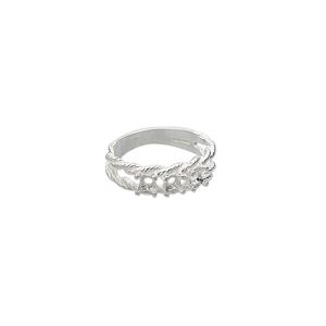 Ring, Sure-Set&trade;, sterling silver, braided band with (3) 3.5mm 4-prong round settings, size 6. Sold individually.