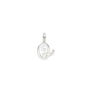 Charm, sterling silver, 9x8mm Champagne cursive alphabet letter "Q." Sold individually.