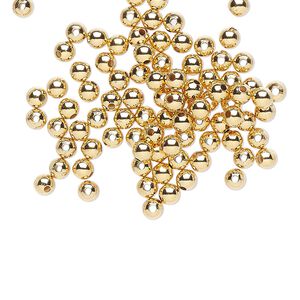 Bead 1pkg100 gold-plated, 3mm round, brass