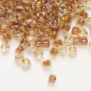 Seed bead, Miyuki 1pkg10g, glass, #5 triangle, transparent amber yellow inside dyed color clear (TR-1108)