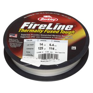 Thread, Berkley&reg; FireLine&reg;, high-modulus polyethylene, 8-fiber braid, crystal, 0.24mm diameter, 14-pound test. Sold per 125-yard spool.