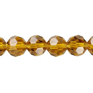 Bead 1pk 32 facets transparent gold, Celestial Crystal&reg; 10mm round 15.5-16 inch