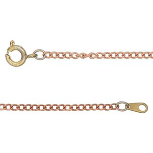 Chain 1pkg1 curb, 2mm / springring clasp, antique copper-finished steel 22 inch