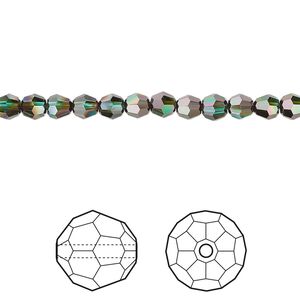 Bead 12pk blue zircon red magma, Crystal Passions&reg; 4mm round 5000