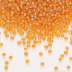 Seed bead, Ming Tree&trade;, glass, pkg/1 pound, #11 round, transparent luster orange.