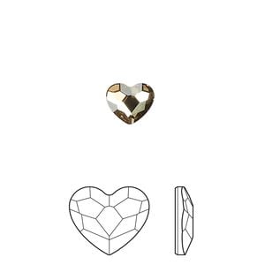 Flat back 144pk crystal golden shadow foil back, Crystal Passions&reg; 3.6mm heart 2808