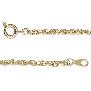 Chain 1pkg1 rope, 3mm double / springring clasp, gold-finished steel 24 inch