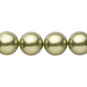 Pearl 10pk light green, Crystal Passions&reg; 12mm round 5810