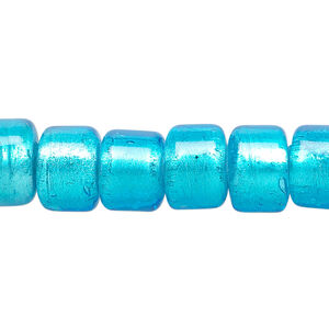 Bead, lampworked glass, semitransparent aqua blue with fine silver foil, 12x8mm crow. Sold per 15-1/2" to 16" strand.