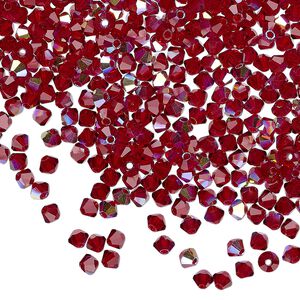 Bead 144pk Siam AB, Preciosa Czech crystal 3mm bicone