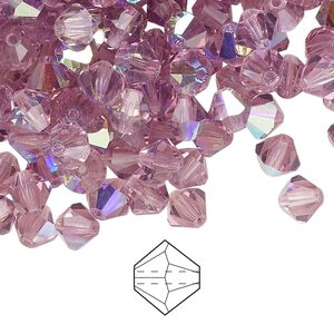 Bead 288pk light amethyst AB, Preciosa Czech crystal 6mm bicone