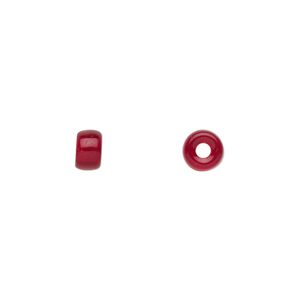 Bead, Czech pressed glass, ruby red, 6x4mm crow. Sold per 15-1/2" to 16" strand, approximately 100 beads.