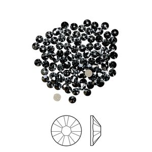 Flat back 1440pk jet hematite foil back, Swarovski&reg; 2.1-2.3mm rose round SS7 2058