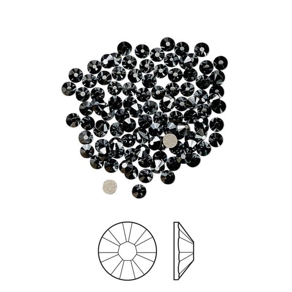 Flat back 1440pk jet hematite foil back, Swarovski&reg; 2.1-2.3mm rose round SS7 2058 image number 0