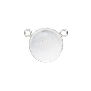 Connector, Almost Instant Jewelry&reg;, fine silver, 17mm closed-back round with 16mm round bezel setting. Sold individually.