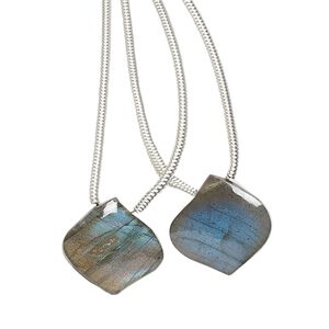 Labradorite 1pkg2, hand-cut top-drilled puffed teardrop bead natural 14x14mm