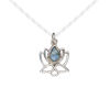 Drop 1pkg1, antiqued sterling silver and labradorite (natural), 12x12mm open lotus image number 0