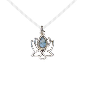Drop 1pkg1, antiqued sterling silver and labradorite (natural), 12x12mm open lotus