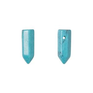 Bead, "turquoise" (resin) (imitation), blue, 16x5mm-19x6mm hand-cut top-drilled point. Sold per pkg of 2.