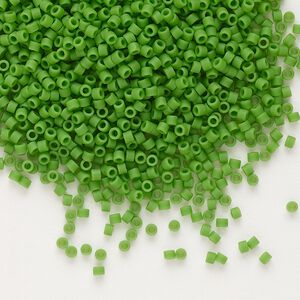 Seed bead, Delica&reg;, glass, pkg/7.5g, #11 round, opaque matte green (DB-0754).