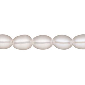 Pearl, White Lotus&trade;, cultured freshwater (bleached), white, 7-8mm rice, C grade, Mohs hardness 2-1/2 to 4. Sold per 15-1/2" to 16" strand.