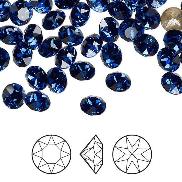 Chaton 12pk dark sapphire foil back, Crystal Passions&reg; Regenerated 6.14-6.32mm round SS29 1088 image number 0