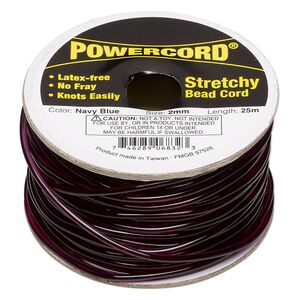Cord, Powercord&reg;, elastic, navy blue, 2mm, 21.5-pound test. Sold per 25-meter spool.