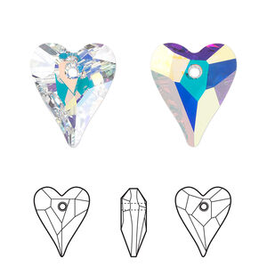Drop 72pk crystal AB, Swarovski&reg; 17x14mm pendant wild heart 6240