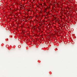 Seed bead, Delica&reg; 1pkg7.5g glass, #11 round, transparent silver-lined red / outside dyed (DB-0602)