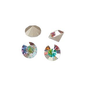 Chaton 8pk crystal AB foil back, Preciosa MAXIMA Czech crystal rhinestone 8.16-8.41mm 15-cut faceted round SS39
