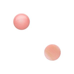 Cabochon, bamboo coral (dyed), pink, 10mm calibrated round, Mohs hardness 3-1/2 to 4. Sold per pkg of 2.