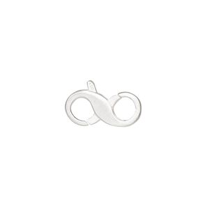 Clasp lobster claw 1pkg1 satin sterling silver, 16x7.5mm infinity, 1-strand