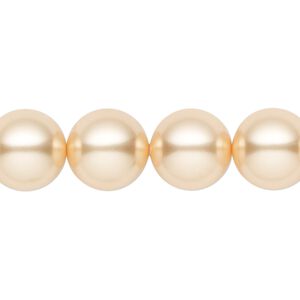 Pearl 100pk gold, Swarovski&reg; 12mm round 5810