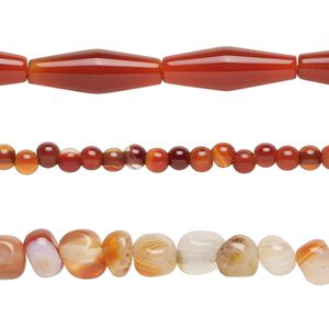 Red agate 1pkg3, mixed shape bead 15 inch mix 3mm-19x9mm