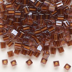 Seed bead, Miyuki, glass, pkg/250g, 3.5-3.7mm square, transparent amethyst inside dyed color copper (SB-2646).