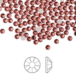Flat back 1440pk rose peach foil back, Preciosa MAXIMA Czech crystal hotfix rhinestone 2.7-2.9mm chaton rose round SS10