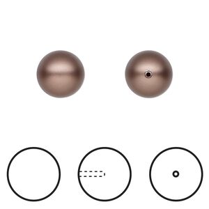 Pearl 1pkg4 velvet brown, Crystal Passions&reg; 10mm half-drilled round 5818