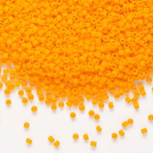 Seed bead, Delica&reg;, glass, pkg/50g, #11 round, opaque matte mandarin orange (DB-1583).