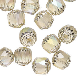 Bead 1pkg40, Czech dipped d&eacute;cor glass, smoke Apollo AB, 10mm round cathedral.