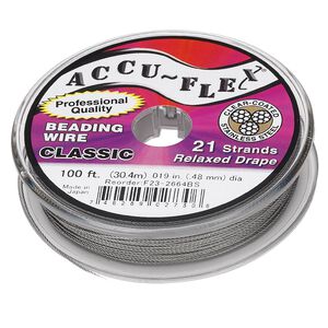 Beading wire, Accu-Flex&reg;, nylon and stainless steel, clear, 21 strand, 0.019-inch diameter. Sold per 100-foot spool.