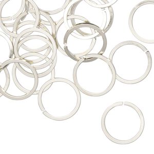 Jump ring 1pkg50 nickel silver, 12mm hand-cut round / square wire, 18 gauge / 9.8mm inside diameter