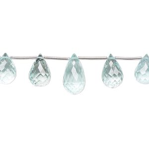 Aquamarine 1pkg1, hand-cut top-drilled faceted briolette bead 4 inch graduated 6x4mm-12x7mm