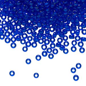 Seed bead, TOHO BEADS&reg;, glass, pkg/7.5g, #8 round, transparent cobalt (TR-08-8).