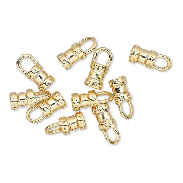 Crimp end 1pkg10 gold-plated, 6x4.5mm tube / loop / 3mm inside diameter, brass image number 0