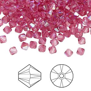 Bead 1440pk rose shimmer, Swarovski&reg; 4mm XILION bicone 5328