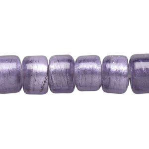 Bead, lampworked glass, semitransparent purple with fine silver foil, 12x8mm crow. Sold per 15-1/2" to 16" strand.