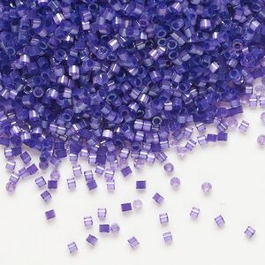 Seed bead, Delica&reg;, glass, pkg/50g, #11 round, opaque silk satin inside dyed color purple (DB-1810).