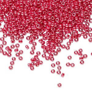 Seed bead, Miyuki, glass, pkg/250g, #11 rocaille, opaque luster cadillac red, (RR-425).